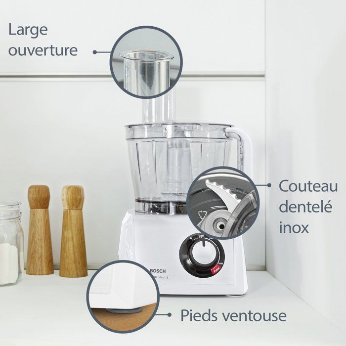 Image secondaire de Robot Multifonction Bosch MultiTalent8 - 1250 W, 3,9 L, Turbo, Blanc/Inox