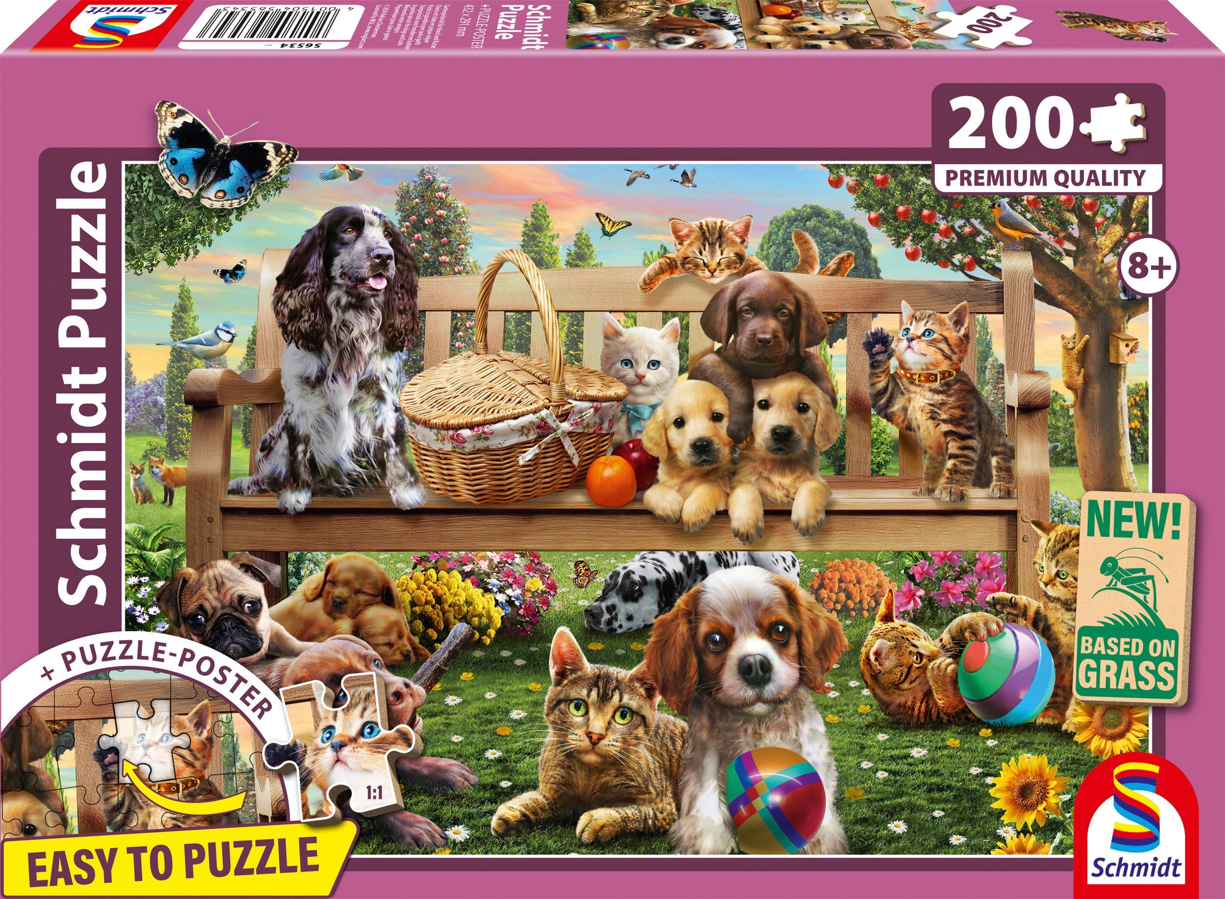 Puzzle Chiens et Chats en Pique-Nique - 200 Pièces - Schmidt Spiele