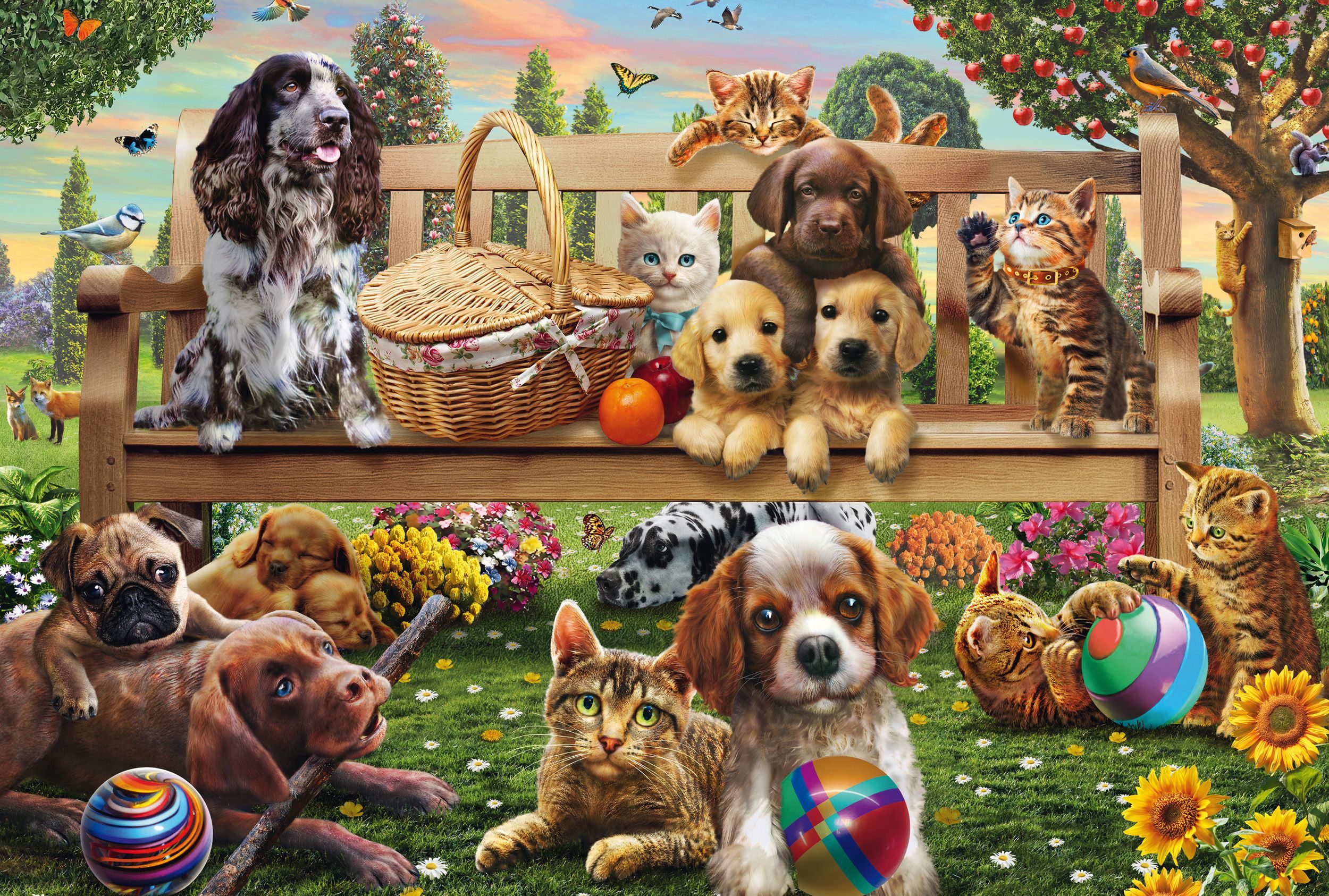 Image secondaire de Puzzle Chiens et Chats en Pique-Nique - 200 Pièces - Schmidt Spiele