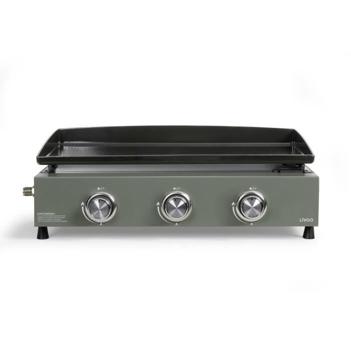 Plancha gaz - LIVOO - DOC324 - 3 brûleurs - Vert / Noir