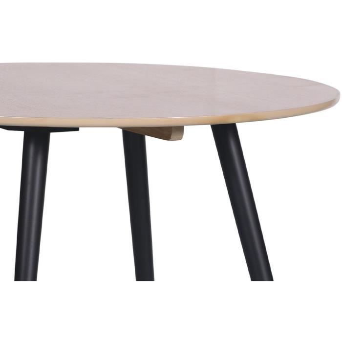 SACHA Table ronde 100 cm en hévéa massif et placage de manguier - L 100 x P 100 x H 75 cm