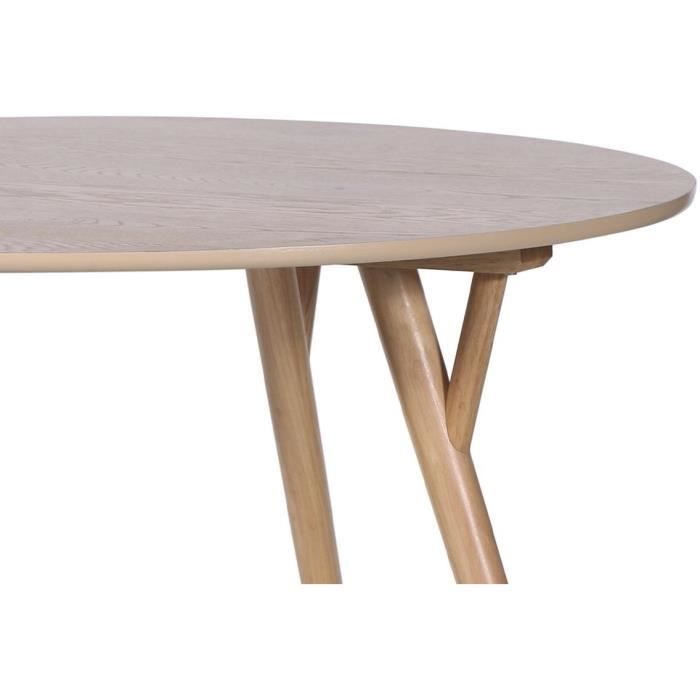 RONDO Table a manger ronde en hévéa massif et placage de chene - L 110 x P 110 x H 75 cm