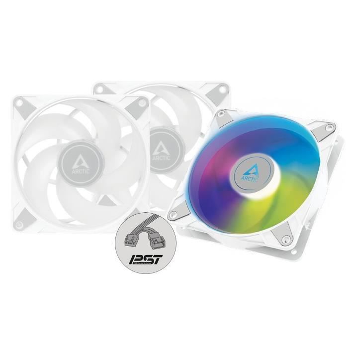 ARCTIC P12 PWM PST ARGB blanc (PACK 3) - Ventilateur 120mm pour boitier