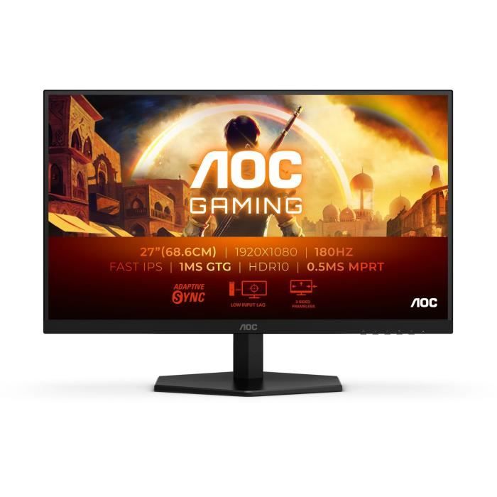 Schermo AOC PC Gamer - 27G42E - 27'' FHD - Pannello IPS - 180Hz - 0.5MS MPRT - Sincronizzazione adattiva - HDMI / DP
