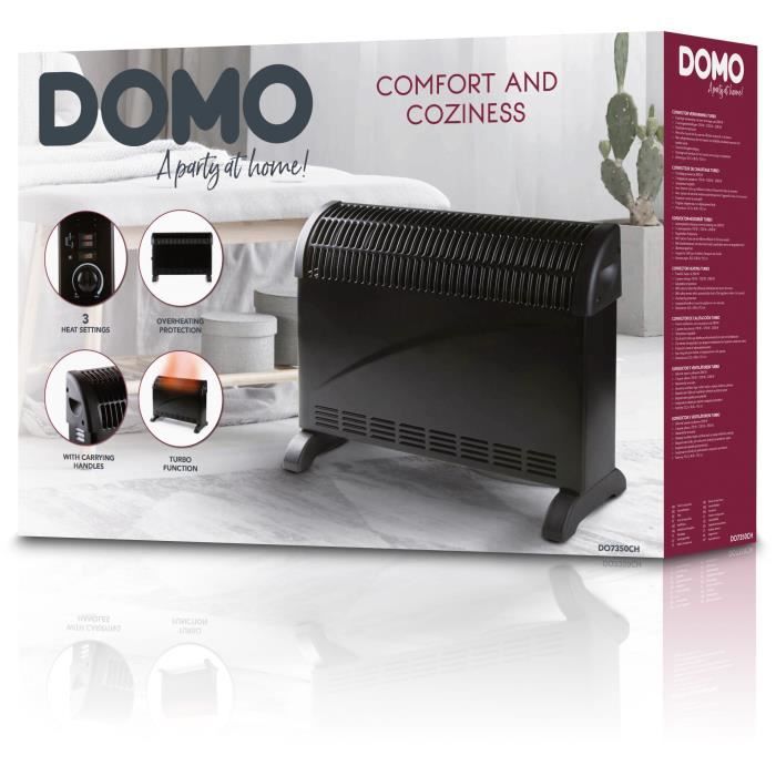 Image secondaire de Convecteur de chauffage turbo - 2000 W - DOMO - DO7350CH - 52,5 x 38,8 x 19,5 cm - Noir
