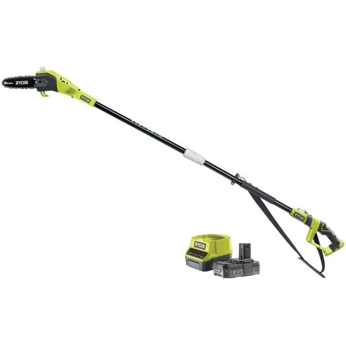 RYOBI - 18V pole pruner - 20 cm guide - 5.5 m/s - 95 cm extension tube supplied - 2.0 Ah battery & charger - RPP182020