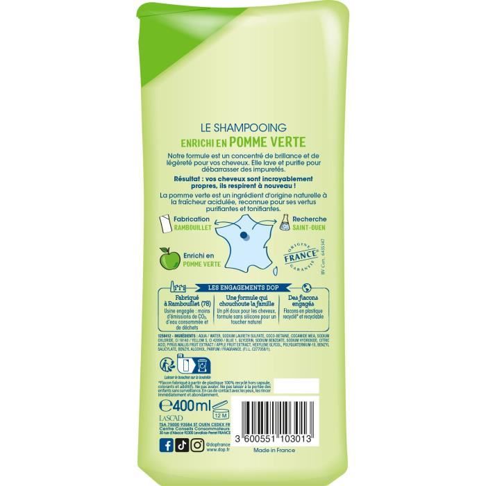 [LOT DE 12] Shampoing DOP Tres Doux Pomme Verte (cheveux gras) - 400ml