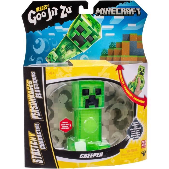 Figurine extensible - GOO JIT ZU - Minecraft Creeper - 11 cm - Texture élastique - Extensible 3x