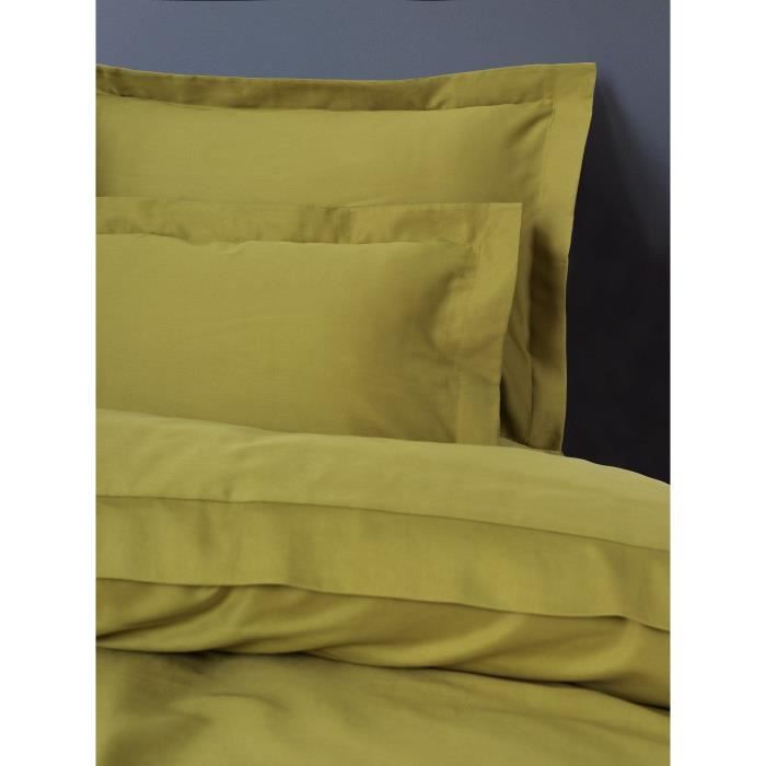 Image secondaire de Parure de lit - 1 housse de couette 220 x 240 cm + 2 taies d'oreiller 60 x 60 cm - Satiné 100% coton - Vert