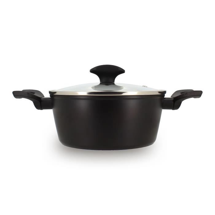Faitout - MENASTYL - 6020646 - En aluminium forgé - 20 cm - Noir - Tous feux dont induction