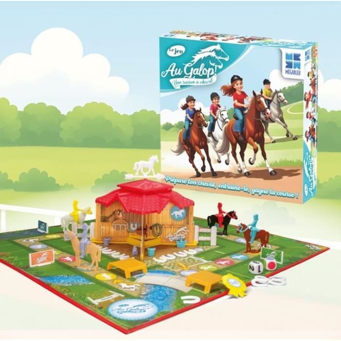 Au Galop - Jeu de plateau - MEGABLEU - Prépare ton cheval, entraîne-le, gagne la course !