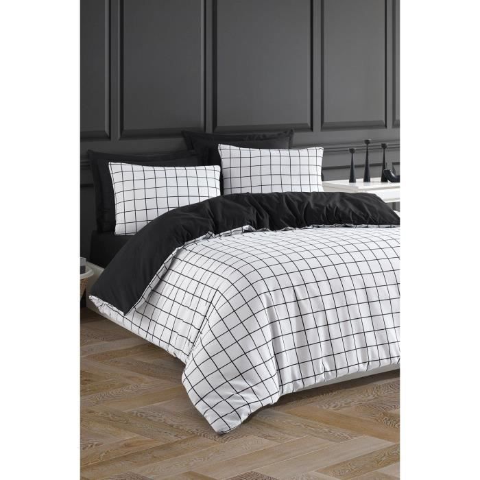 Image secondaire de Parure de lit - 1 housse de couette 220 x 240 cm + 2 taies d'oreiller 60 x 60 cm - 65% coton, 35% polyester - Blanc