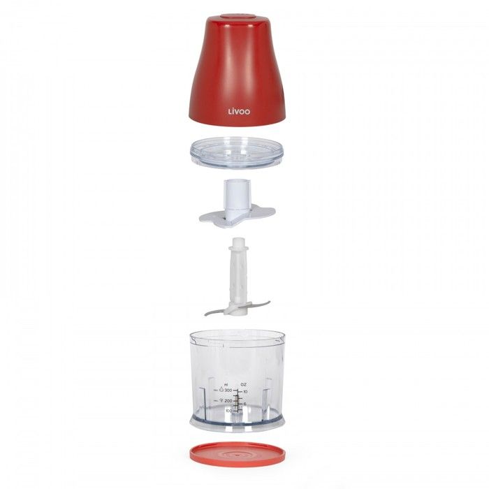 Image secondaire de Hachoir - LIVOO - DOP244R - 400W - 1 vitesse et turbo - Bol gradué 300 ml - 2 lames acier inoxydable
