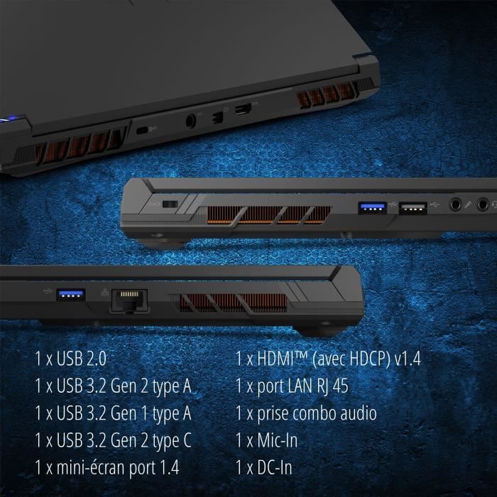 PC portable Gaming - ERAZER - CRAWLER E40 - 15,6144 Hz - Intel Core i5-12450H - RAM 16GB - SSD 512Go  RTX 4050 (sans Windows)