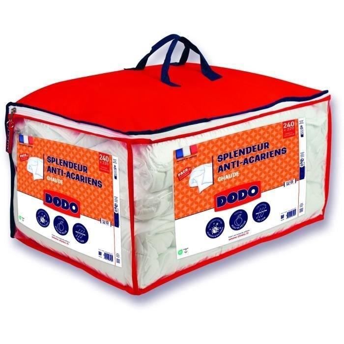 DODO Pack Caldo piumino antiacaro 220x240 cm + 2 cuscini 60x60 cm - Splendor - Imbottitura 100% volpt'air 350gr/m² - Bianco