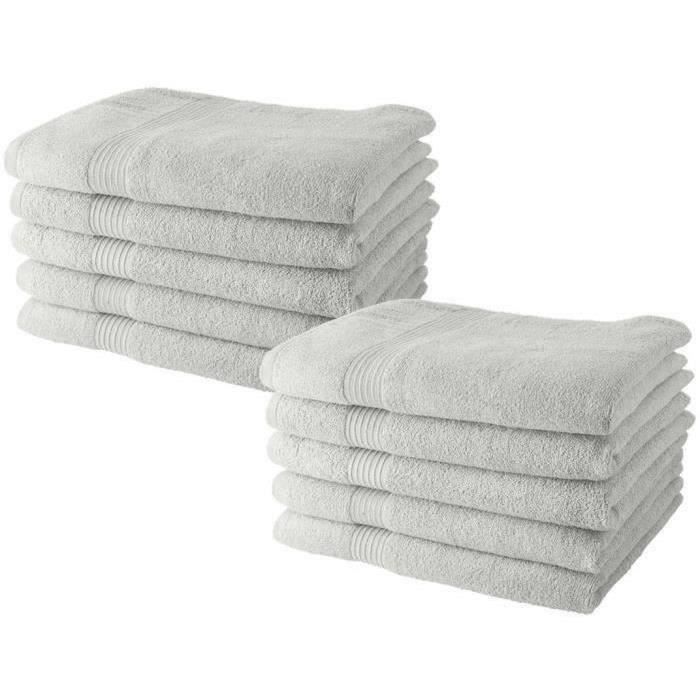Set of 10 TODAY Hand Towels 50x90 cm 100% Cotton - Chalk