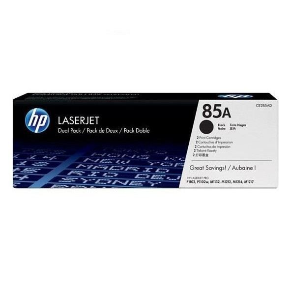 HP 85A Pack of 2 Genuine Black LaserJet Toners (CE285AD) for HP LaserJet Pro M1132 / M1212 / M1217 / P1102 / P1104 / P1106