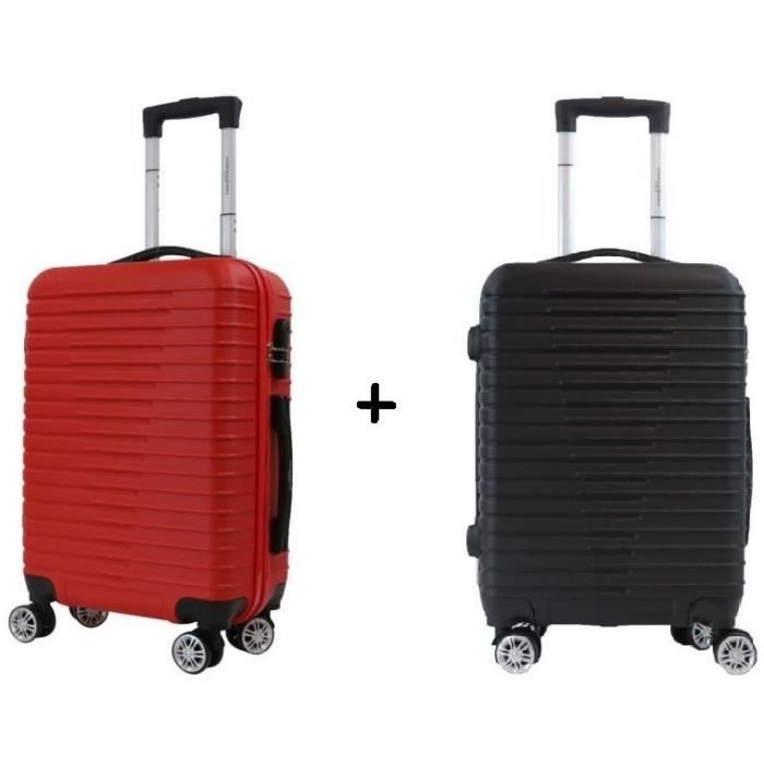 MANOUKIAN Lot de 2 Valises 50 Cm Noir/Rouge