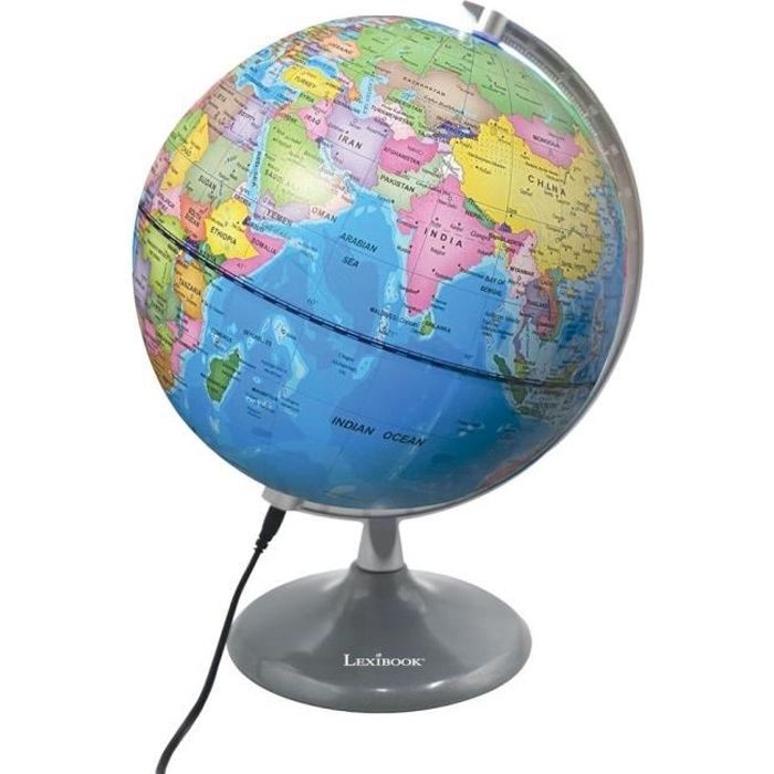LEXIBOOK - Globo luminoso giorno e notte - Globo terrestre durante il giorno e si illumina con la mappa delle costellazioni (inglese)