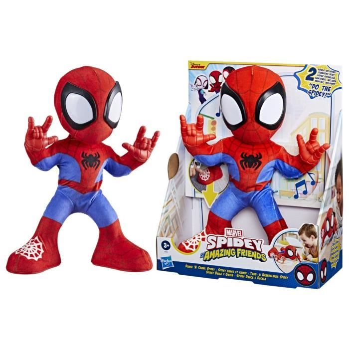Spidey dances and crawls, interactive plush with music and sounds, superhero toys from 3 years old, Spidey and his Extraor Friends