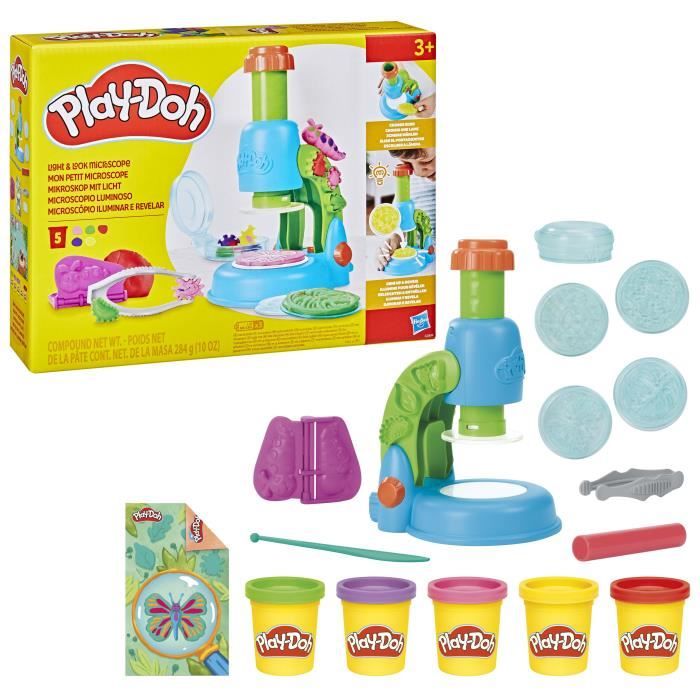 Play-Doh Mon petit microscope, pâte a modeler, 9 accessoires et 5 couleurs, dès 3 ans
