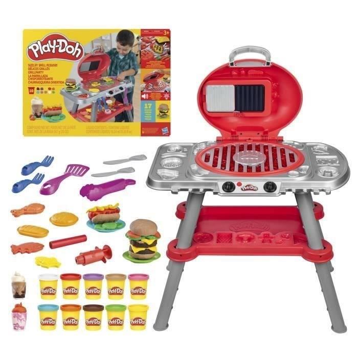 PlayDoh Délices grillés BBQ factice, coffret de pâte a modeler avec sons et lumières, 17 accessoires, loisirs créatifs, dès 3 ans