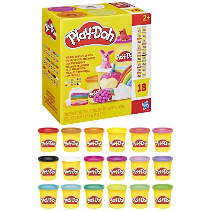 Play-Doh Pack de 18 pots imagination, loisirs créatifs de pâte à modeler pour enfants, dès 2 ans