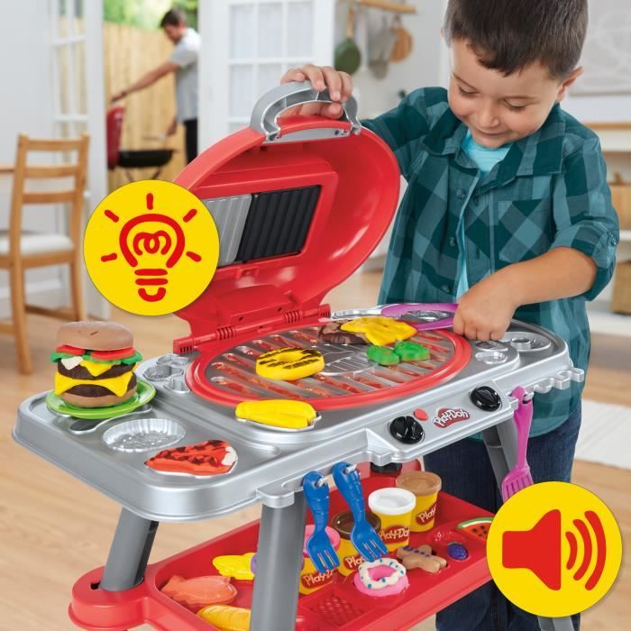 Image secondaire de PlayDoh Délices grillés BBQ factice, coffret de pâte a modeler avec sons et lumières, 17 accessoires, loisirs créatifs, dès 3 ans