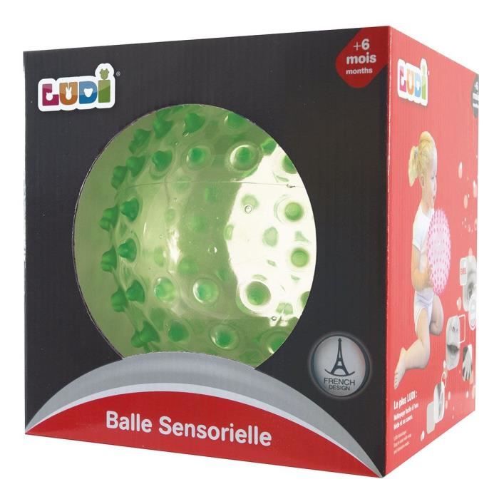 LUDI Balle Sensorielle Vert - Diametre 20 cm