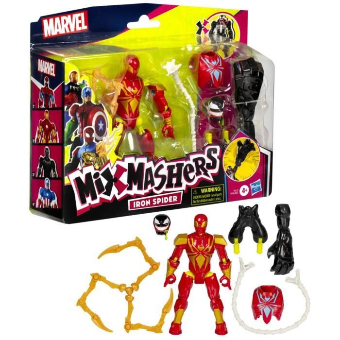 MixMashers Iron Spider Deluxe, figurine 12 cm personnalisable a mélanger et combiner avec accessoires, Marvel, des 4 ans