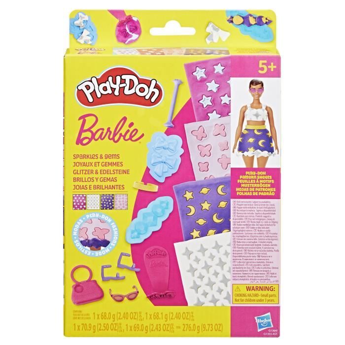 Play-Doh Barbie Joyas y Gemas, recambios para set de masa de modelado