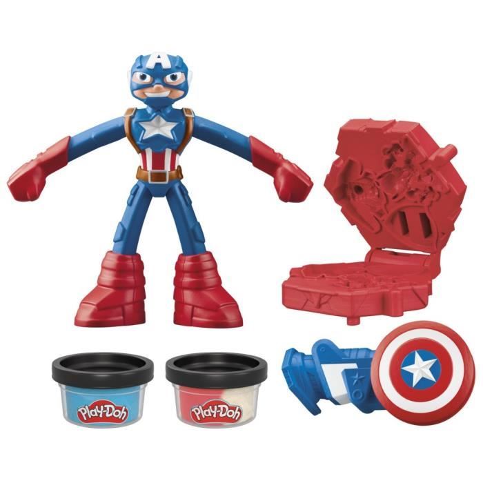 Image secondaire de Play-Doh Captain America, coffret Bouclier tamponneur avec figurine flexible, accessoires et pâte a modeler, des 4 ans, Marvel