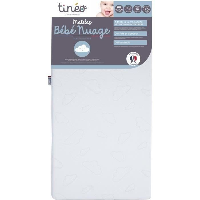 TINEO NUAGE mattress - Removable cover - 60x120x10 cm