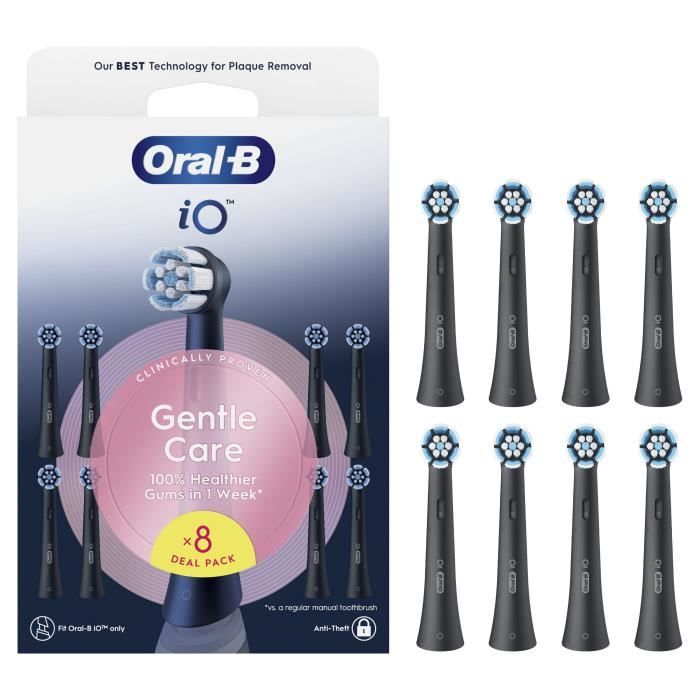 Cepillos - ORAL-B - Recambios iO Gentle Care - Pack de 8 - Negro