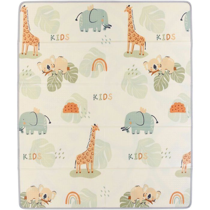 Maxi Tapis d'Éveil Réversible TINEO - 150 x 180 cm avec Animaux et Circuit de Voiture