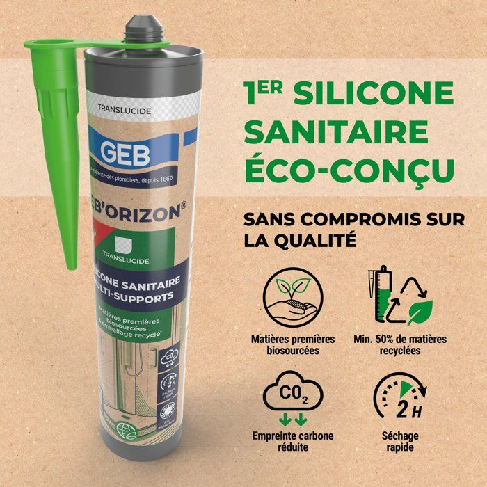 Image secondaire de Silicone Sanitaire Multi-Supports Translucide 310 ml - GEB'Orizon