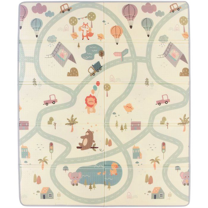 Image secondaire de Maxi Tapis d'Éveil Réversible TINEO - 150 x 180 cm avec Animaux et Circuit de Voiture