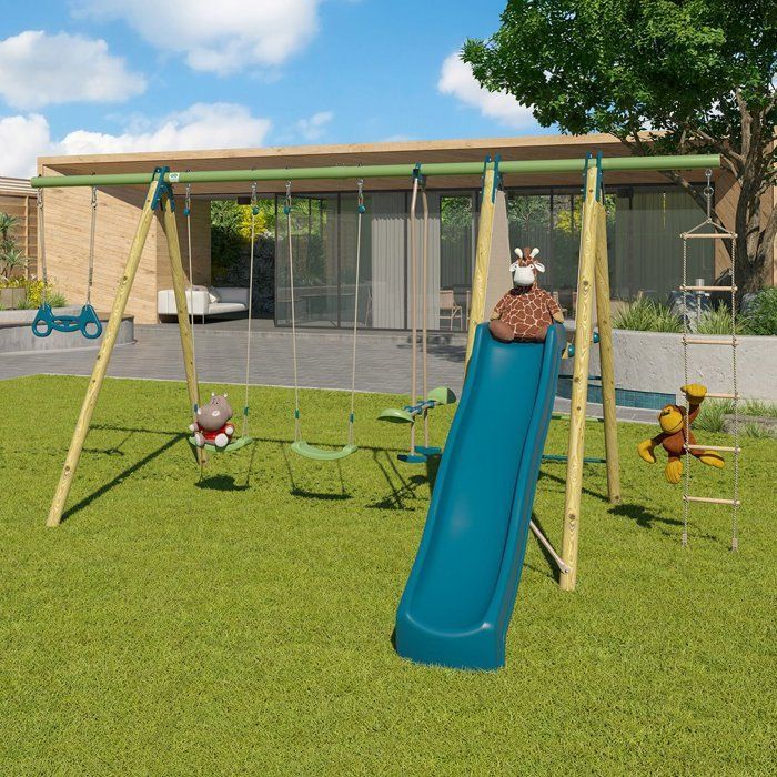 Image secondaire de Portique de jeux en bois et métal avec toboggan - MAKUTA 2