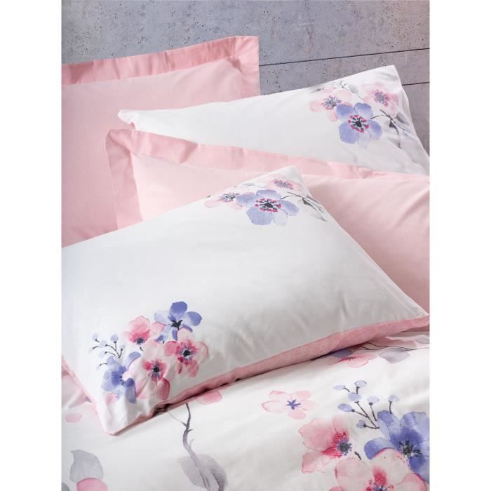 Image secondaire de Parure de lit - 1 housse de couette 220 x 240 cm + 2 taies d'oreiller 60 x 60 cm - 100% coton ranforcé - Rose
