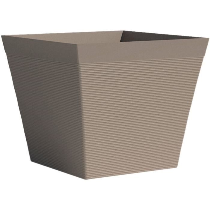 Vaso quadrato - GARDEN ID - Green Care Impact Taupe - 39 x 33 cm - Garanzia 10 anni - 100% riciclato - Resistente ai raggi UV/gel