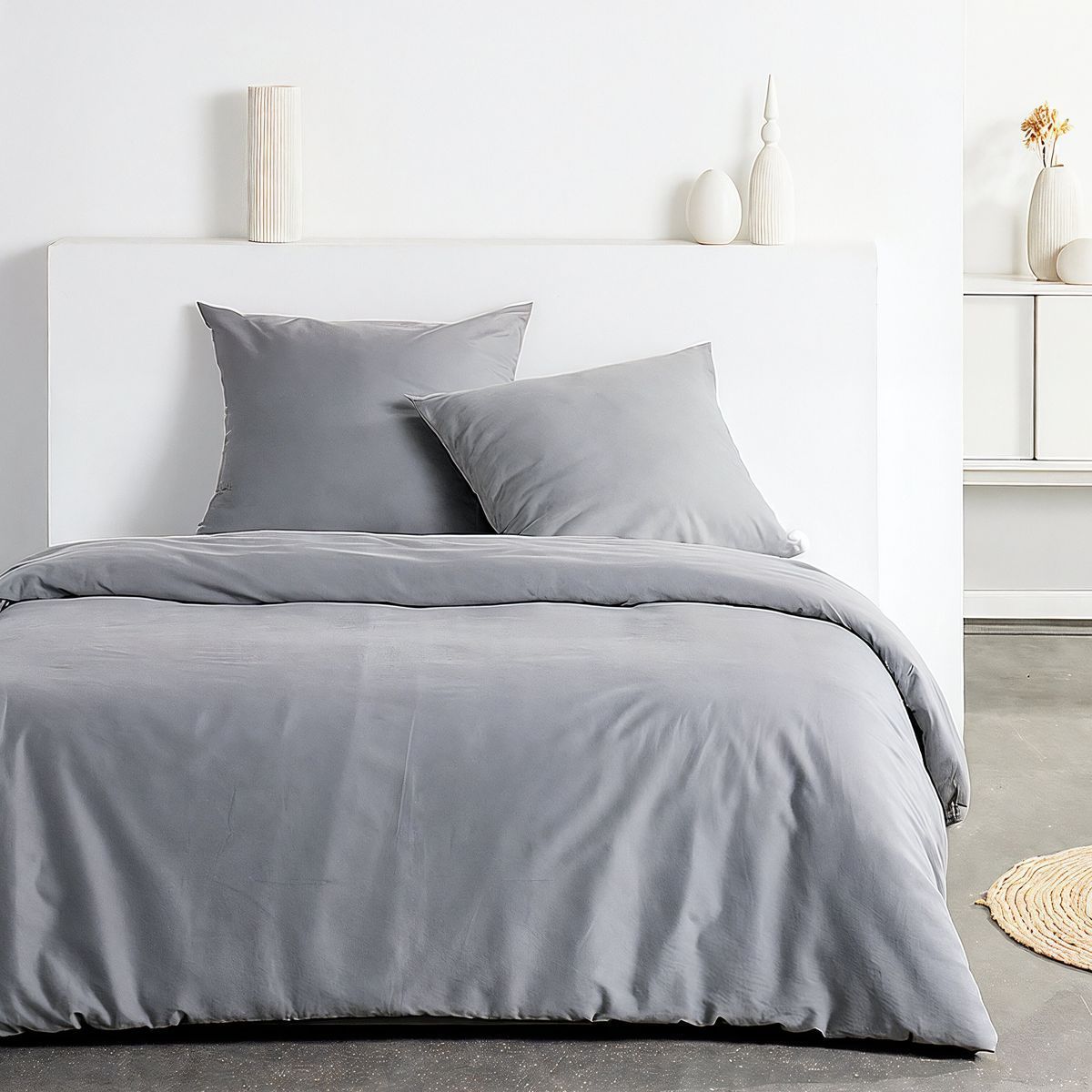 Parure de lit Essential TODAY - Housse de couette et taies - 220x240 cm - Gris effet lavé