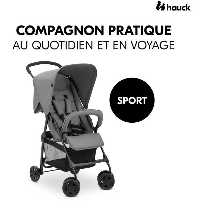 Image secondaire de HAUCK - Poussette canne - SPORT - Pliable & inclinable - Capote Pare-Soleil - 4 roues - Gris