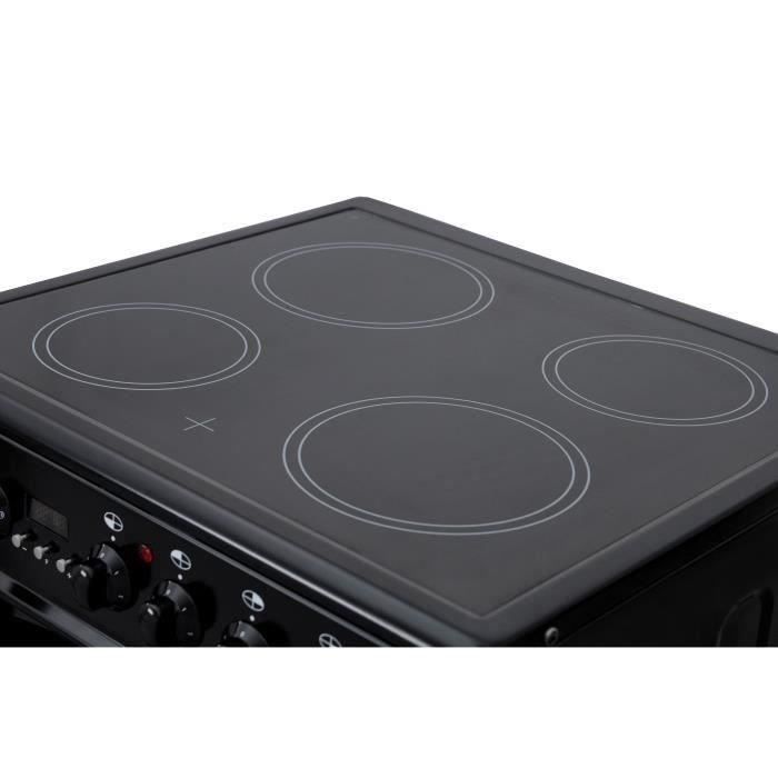Continental Edison - Cuisiniere vitrocéramique - 60X60 - Multifonction - catalyse - Minuteur - Classe A - timer digital - Noir