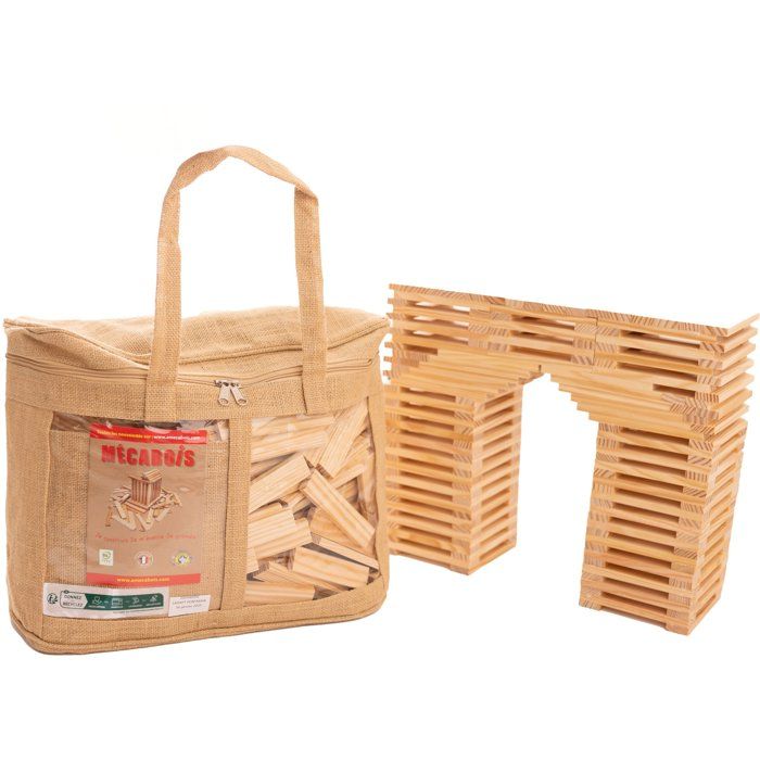 Image secondaire de Sac de 400 planchettes en bois Mécabois - Jeu de construction créatif
