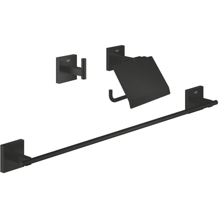 Set d'accessoires de salle de bain 3 en 1 - GROHE - Noir mat