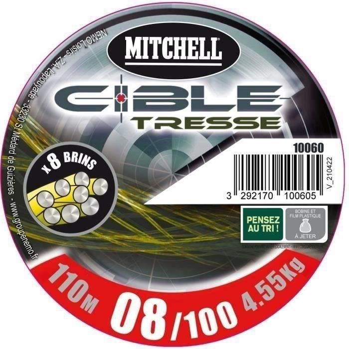 MITCHELL - Tresse jaune fluo - 8 brins - 110 m - 10/100