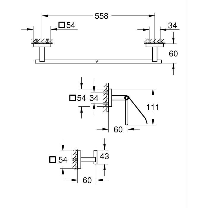 Image secondaire de Set d'accessoires de salle de bain 3 en 1 - GROHE - Noir mat