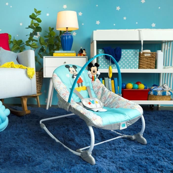 BRIGHT STARTS Transat Disney baby Mickey - Evolutif - 61 x 86 x 71 cm - Bleu - Des la naissance