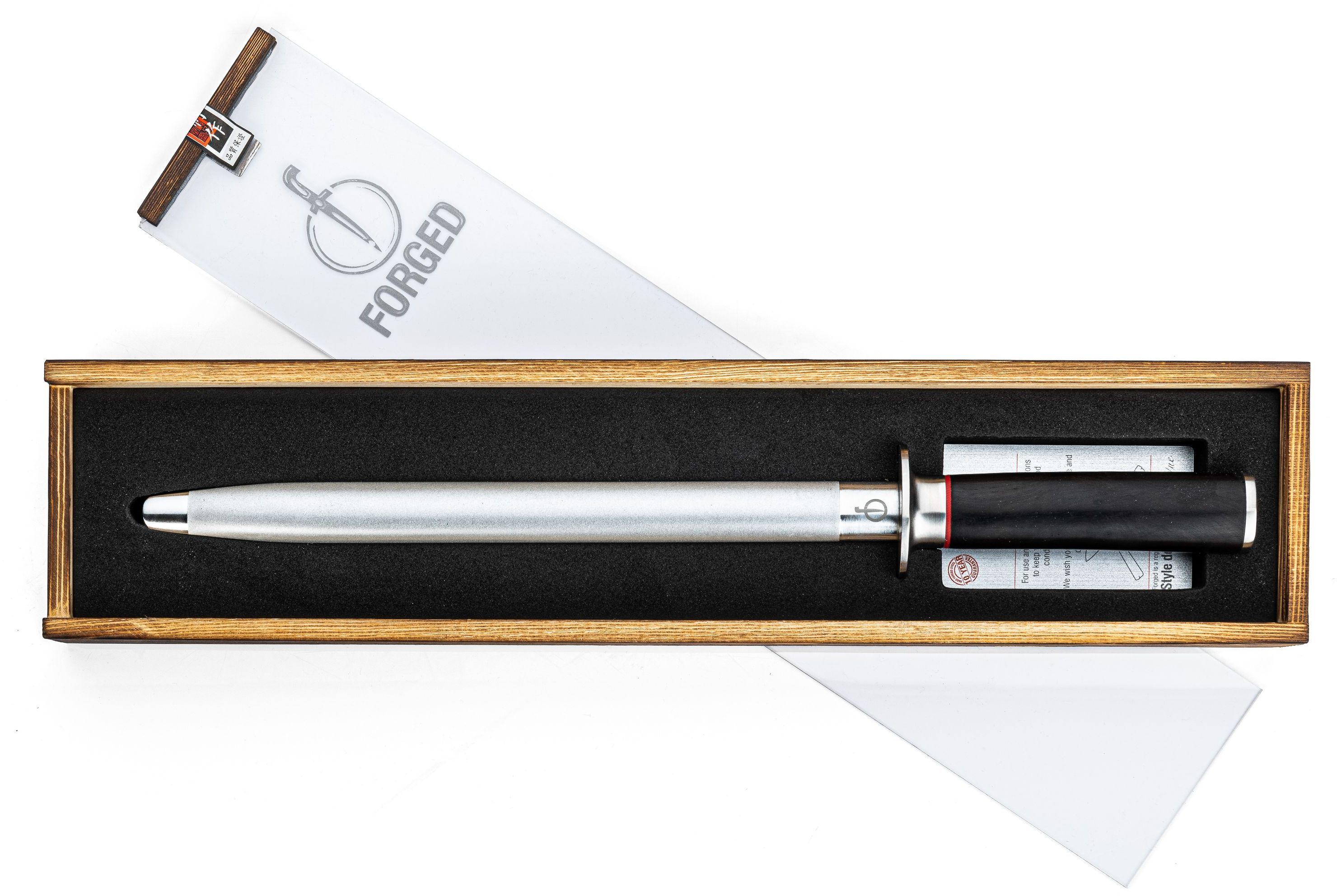 Image secondaire de Fusil à aiguiser Forged Sebra en acier japonais 440C avec manche en bois