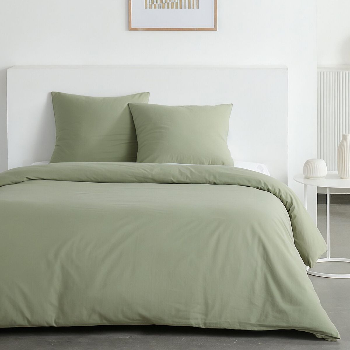 Parure de lit Essential 220x240 cm - Effet lavé sauge - TODAY